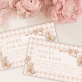 Pink Gingham Floral Meisje Baby shower Baby Boeken Informatiekaartje