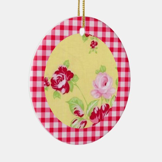 Pink Gingham Floral Ornament (Rechts)