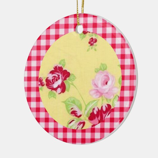 Pink Gingham Floral Ornament (Links)