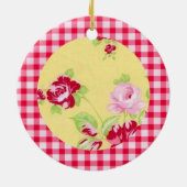 Pink Gingham Floral Ornament (Achterkant)