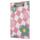 Pink Gingham Floral Pattern – Retro Cute Flower Klembord (Links)