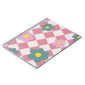 Pink Gingham Floral Pattern – Retro Cute Flower  Notitieboek (Linkerzijde)