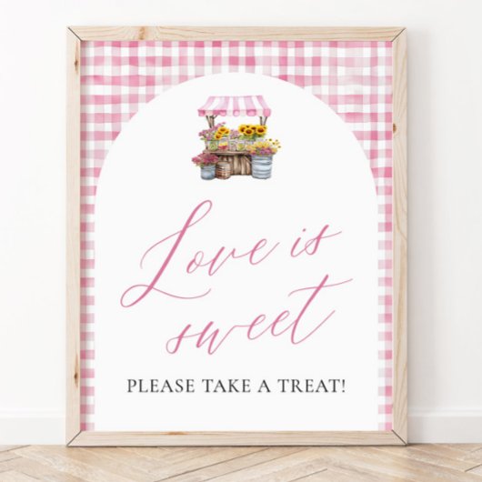 Pink Gingham Fresh Off The Market Liefde is Zoet Poster