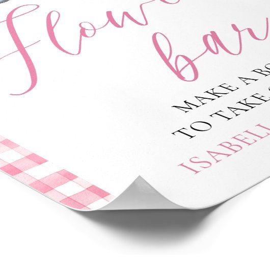 Pink Gingham Fresh van de markt Bloem Bar Teken Poster (Hoek)