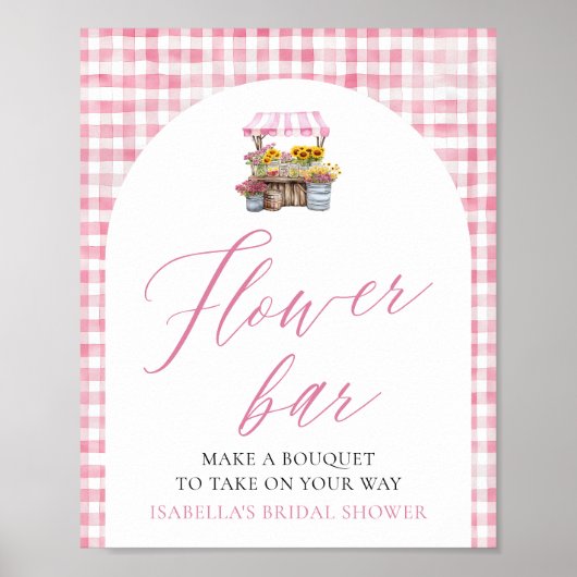 Pink Gingham Fresh van de markt Bloem Bar Teken Poster (Voorkant)