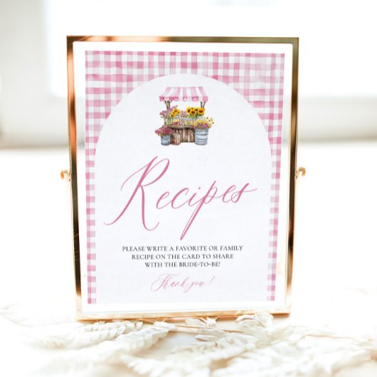Pink Gingham Fresh van de markt Recepten Douche Poster