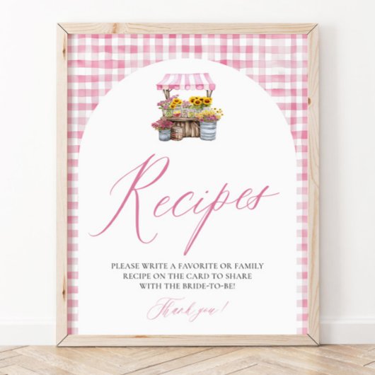 Pink Gingham Fresh van de markt Recepten Douche Poster