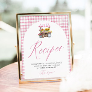 Pink Gingham Fresh van de markt Recepten Douche Poster