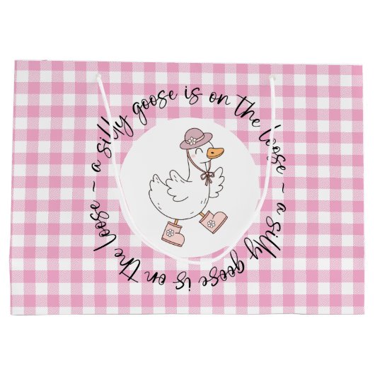 Pink Gingham Gekke Goose Groot Cadeauzakje (Achterkant)