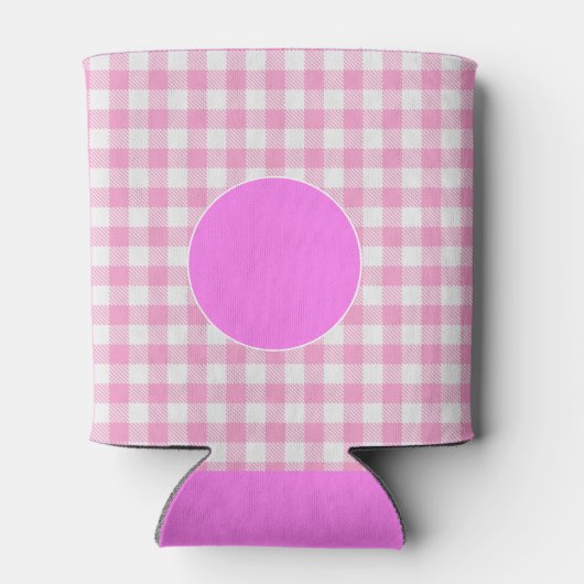 Pink Gingham Gepersonaliseerde geïsoleerde Koelbox Blikjeskoeler (Achterkant)