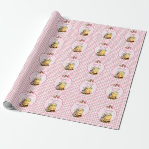 Pink Gingham Gepersonaliseerde meisjes Verjaardag Cadeaupapier