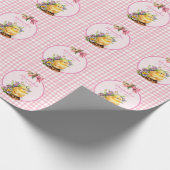 Pink Gingham Gepersonaliseerde meisjes Verjaardag Cadeaupapier (Hoek)