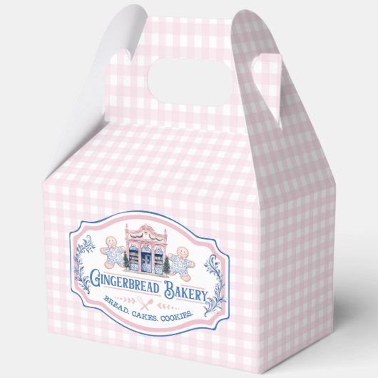 Pink Gingham Gingerbread Bakery Bedankdoosjes (Voorkant)