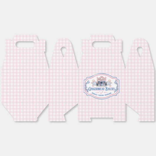 Pink Gingham Gingerbread Bakery Bedankdoosjes (Ongevouwen)