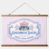 Pink Gingham Gingerbread Bakery Hangend Wandkleed (Voorkant)