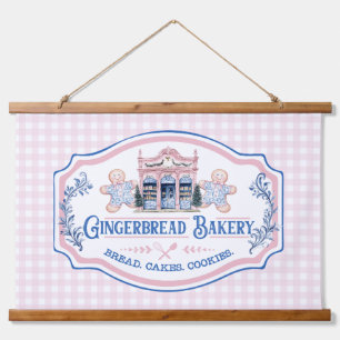 Pink Gingham Gingerbread Bakery Hangend Wandkleed