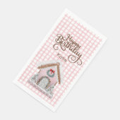 Pink Gingham Gingerbread Verjaardag Gastendoek Servet (Hoek)