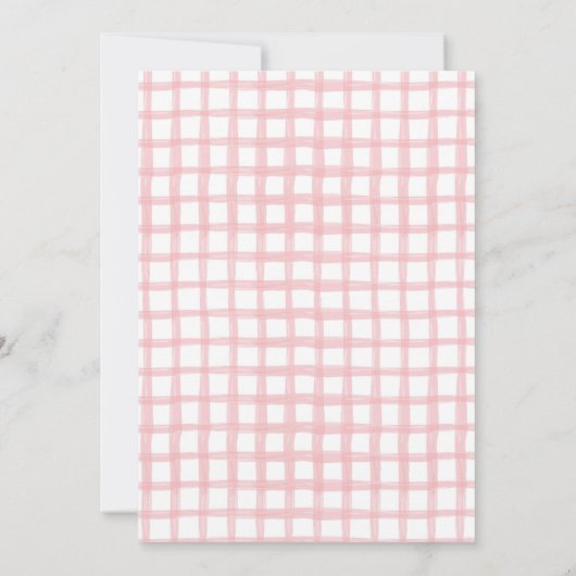 Pink Gingham Gingerbread Verjaardag Uitnodiging (Achterkant)