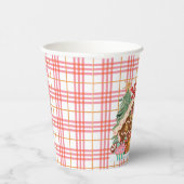 Pink Gingham Gingerbread Village Papieren Bekers (Rechts)