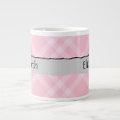 Pink Gingham, Gingham Pattern, Jouw naam Grote Koffiekop (Voorkant)