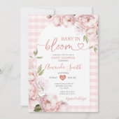 Pink Gingham Girl Baby shower Baby in Bloom Kaart (Voorkant)