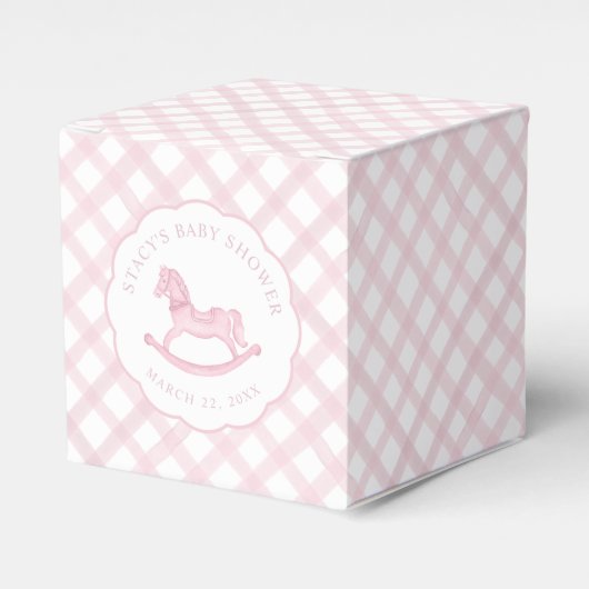 Pink Gingham Girl Baby shower Favoriet Box Bedankdoosjes (Voorkant Zijde)