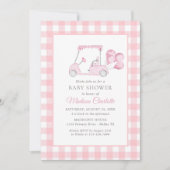 Pink Gingham Golf Girl Baby shower Kaart (Voorkant)