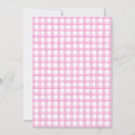 Pink Gingham Golf Verjaardag Par-T-shirt Uitnodigi Kaart (Achterkant)