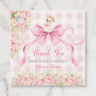 Pink Gingham Goose Baby Shower Thank You Bedankjes Labels