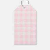 Pink Gingham Goose Birthday party Cadeaulabel (Achterkant)