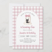 Pink Gingham Halloween Ghost Girl 1e verjaardag Kaart (Voorkant)