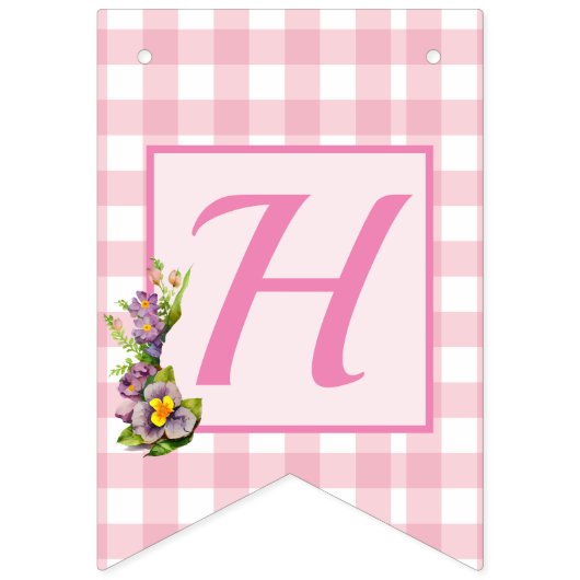 Pink Gingham Happy Birthday Vlaggetjes (Tweede vlag)