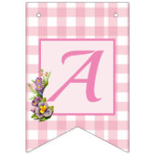 Pink Gingham Happy Birthday Vlaggetjes (Derde vlag)