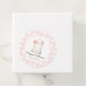 Pink Gingham Happy Halloween Schattige Ghost Bedankjes Labels (In situ)