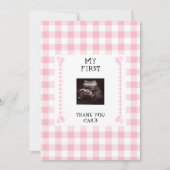 Pink Gingham Heart Funny Baby Dank u Bedankkaart (Voorkant)