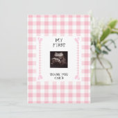 Pink Gingham Heart Funny Baby Dank u Bedankkaart (Staand voorkant)