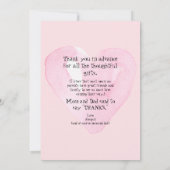 Pink Gingham Heart Funny Baby Dank u Bedankkaart (Achterkant)