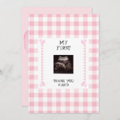 Pink Gingham Heart Funny Baby Dank u Bedankkaart (Voorkant / Achterkant)