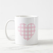 Pink Gingham Heart Koffiemok (Links)