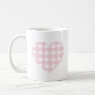 Pink Gingham Heart Koffiemok