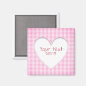 Pink Gingham Heart Magneet (Voorkant / Achterkant)