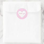 Pink Gingham Heart Ronde Sticker (Tas)
