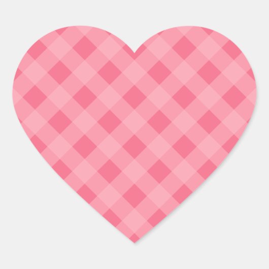 Pink Gingham Heart Stickers (Voorkant)