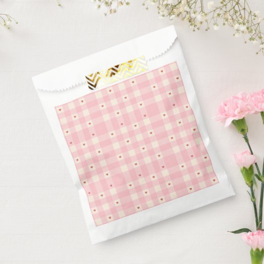 Pink Gingham Hearts Valentine  Bedankzakje (Gezegeld)