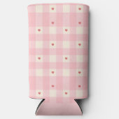 Pink Gingham Hearts Valentine  Seltzer Blikjeskoeler (Voorkant)