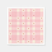 Pink Gingham Hearts Valentine  Servet (Voorkant)
