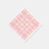 Pink Gingham Hearts Valentine  Servet (Hoek)