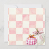 Pink Gingham Herfst Pompoen Meisje Baby shower Bedankkaart (Achterkant)