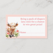 Pink Gingham Highland Koe meisje luier loterij Informatiekaartje (Achterkant)