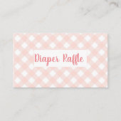 Pink Gingham Highland Koe meisje luier loterij Informatiekaartje (Voorkant)